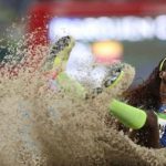 Caterine Ibargüen durante la prueba final del salto triple, en Río 2016