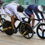 El colombiano Fabián Puerta, en su participación en la final del keirin.