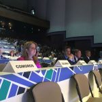 Ministra de Vivienda, Elsa Noguera, en la mesa de trabajo sobre cómo el desarrollo urbano no puede dejar a nadie atrás, Hábitat III. Foto: (MVCT).