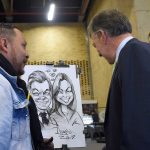 Retrato del Presidente Santos y su esposa hecho en tiempo récord durante su visita a la Feria del Libro de Bogotá.