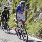 Thibaut Pinot, al fondo Nairo Quintana y Vicenzo Nibali
