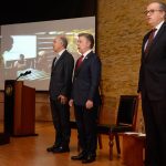 El Jefe del Estado, el Ministro de Justicia, Enrique Gil Botero y el Procurador General de la Nación, Fernando Carrillo Flórez