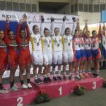 Equipo colombiano femenino de persecución, ganador en el Panamericano de Ciclismo, de Guadalajara. Integran el conjunto Lina Marcela Hernández, Lina Mabel Rojas, Laura Castillo y Daniela Atehortua.