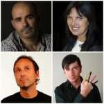 Arriba: Eduardo Sacheri y Claudia Piñeiro-Abajo: Pablo Bernasconi y Chanti