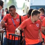 Todos los jugadores llegaron con muy buen ánimo a Moscú, este domingo en la noche.