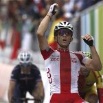 El polaco Michal Kwiatkowski a su llegada a la meta de la prueba de ruta del Mundial